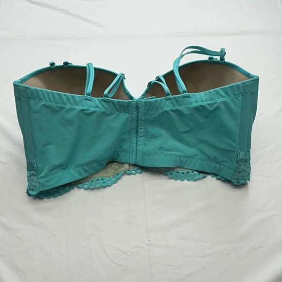 Lane Bryant Cacique Lightly Lined Multi-Way Strapless Crochet Teal Bra 42G Sexy - Picture 4 of 11